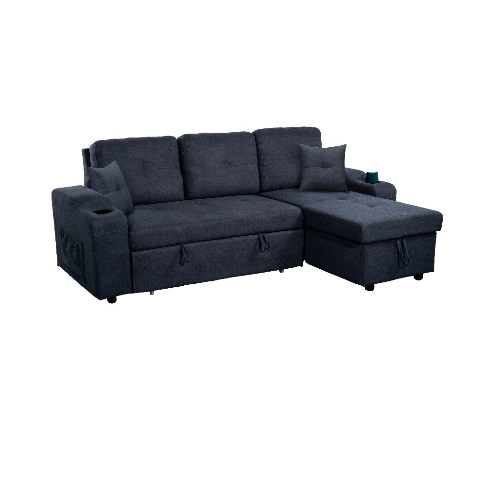 Convertible Sectional Sofa with Armrest Storage & Chaise Longue, for Living Room and Apartment, Multiple Features Living Sofas