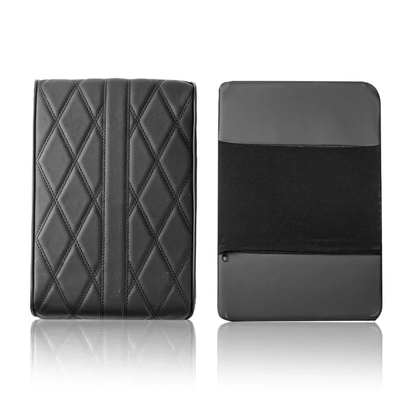 PU Leather Car Armrest Mat, Center Console Braço Resto Proteção, Almofada Bordado Onda, Auto Armrests Storage Box Cover Pad