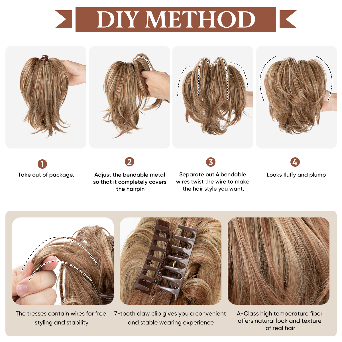 女性のための人工毛エクステンション,ポニーテールヘア,DIY,プレミアムヘア,フェイクブロンド,false,ピグテール,p025