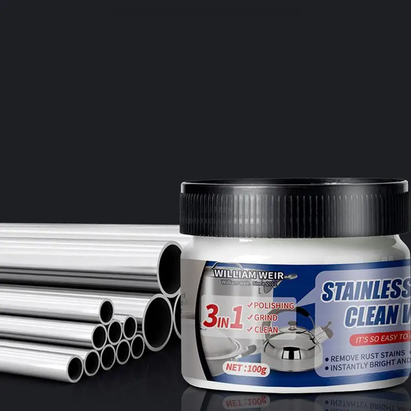 Rimozione della ruggine 100g Pasta detergente in acciaio inossidabile Crema per smalto per metalli Gel per rimozione graffi Accessori per costruttore di lucentezza a lunga durata