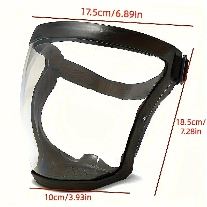 Masque de protection intégral transparent avec structure réglable, écran facial réutilisable, degré de chaleur, sécurité au travail