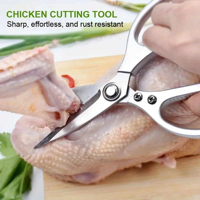 Cesoie da cucina multiuso in acciaio inossidabile da 1 pezzo - Forbici per pollame resistenti con comoda impugnatura in lega di alluminio per pre-alimentazione