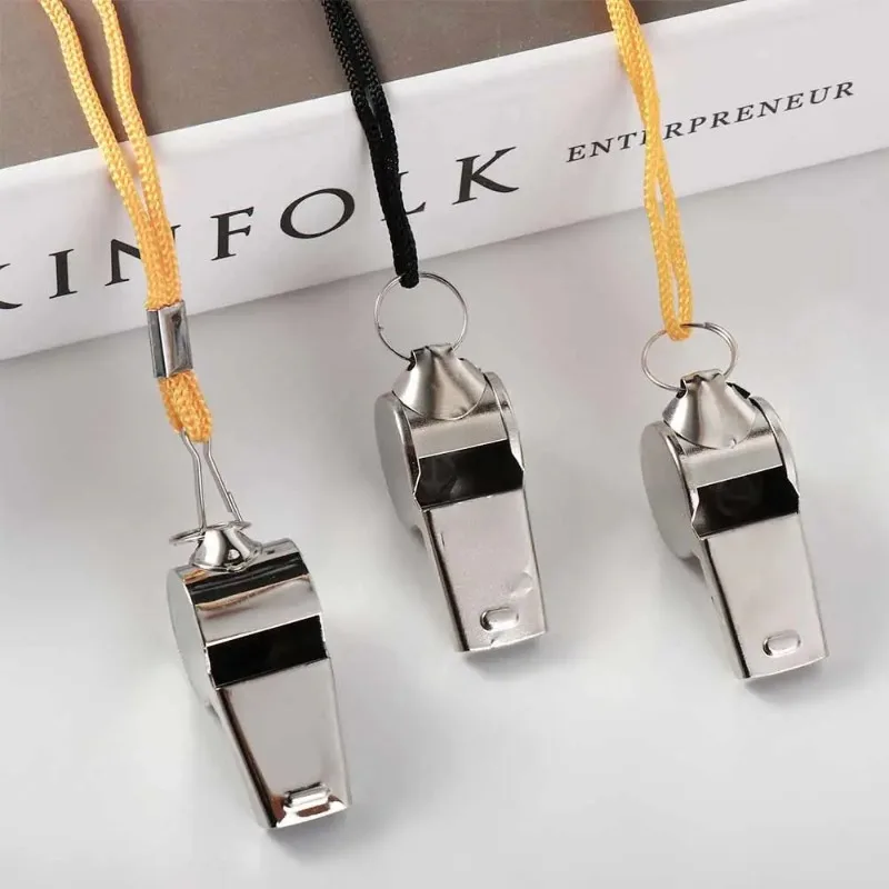 ロープ、スポーツホイッスル、耐摩耗性、ポータブル、ステンレス鋼、リファリーメタルホイッスルを備えたプロのloud金属ホイッスル