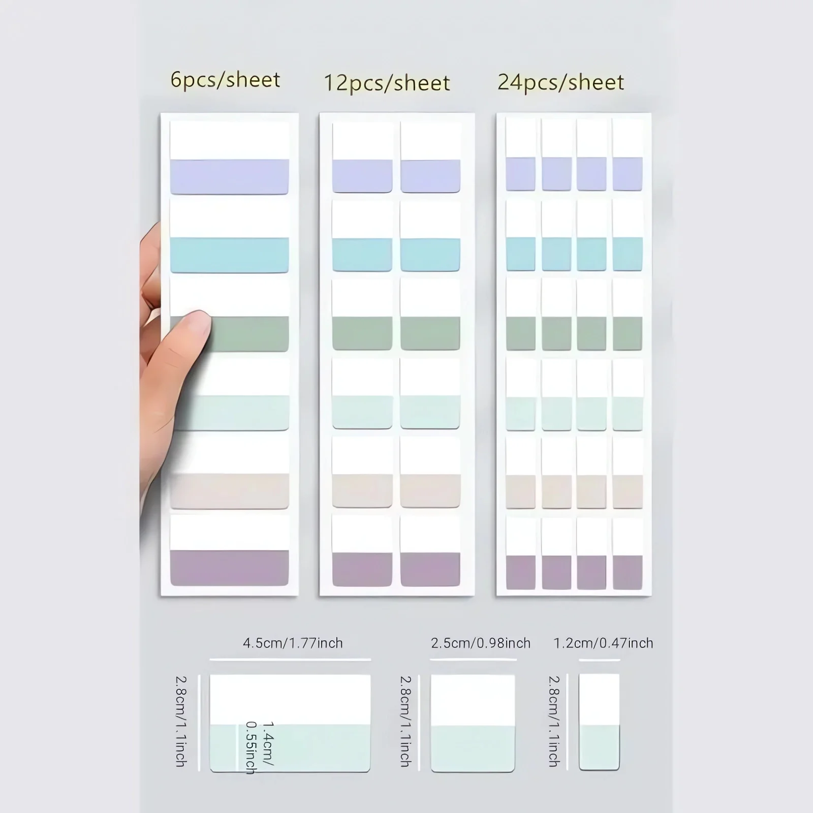 Pegatinas de índice de colores Morandi, notas de índice de colores claros, notas adhesivas de carpeta grabables transparentes