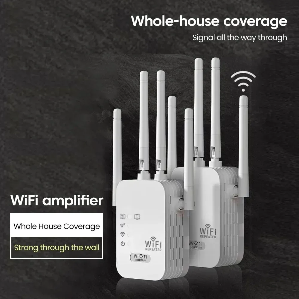 Lange afstand WiFi-extender 300M draadloze signaalversterker Netwerk Internet Booster EU-stekker voor verbeterde WiFi-dekking aan huis