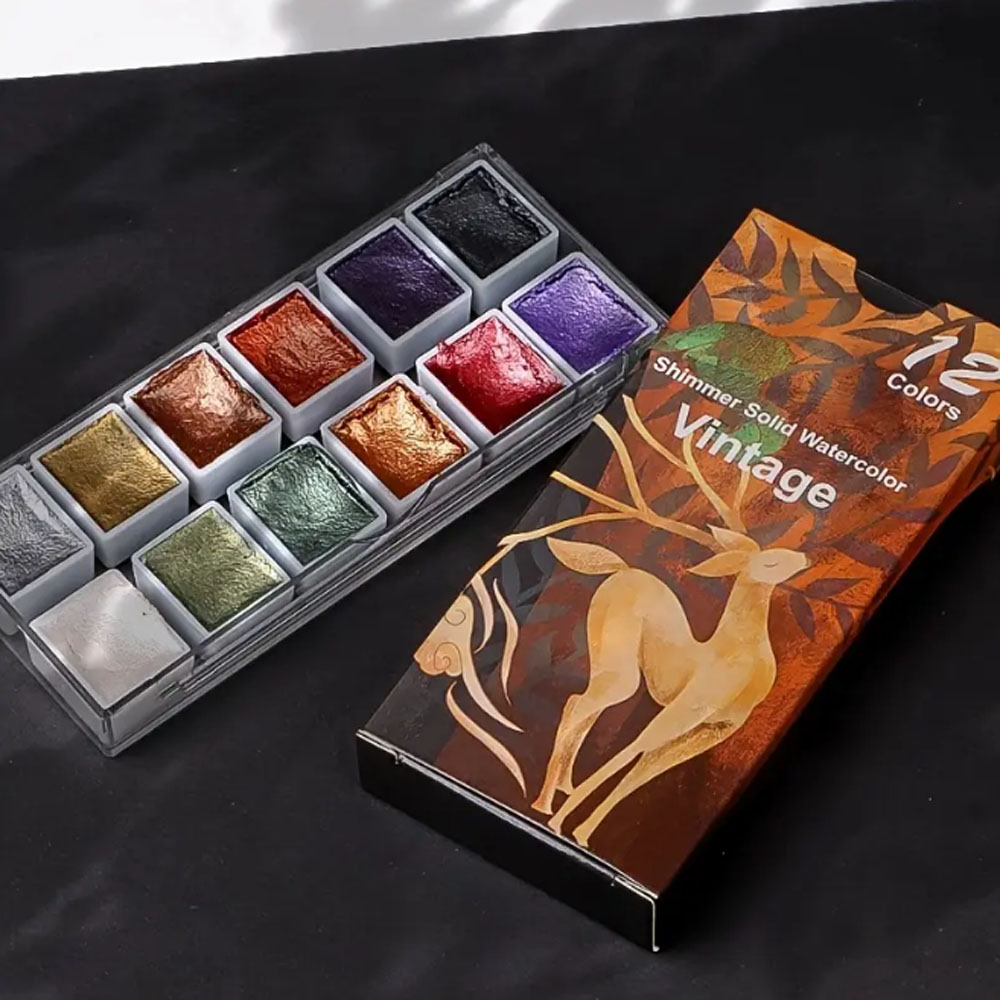 12 Farben mit perlmuttartigen Metallic-Farben, wird mit einer tragbaren Box geliefert, perfekt zum Malen, Maniküre, Schreiben, als Geschenk