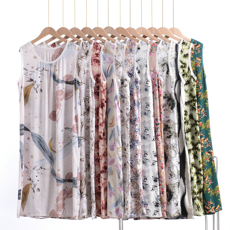 Поплиновая пижама больших размеров, летнее женское платье без рукавов, ночная рубашка с цветами, домашняя одежда от XL до 6XL