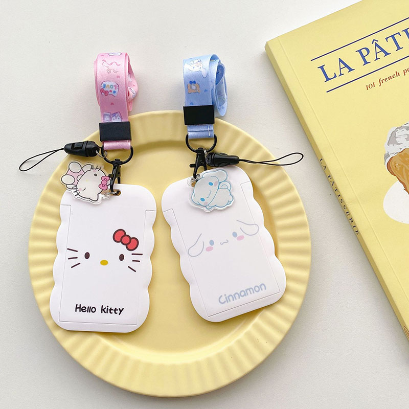 Sleutelhangerhanger Kuromi Cinnamoroll Leuke kaarthouder Plastic Lanyard-kaarthouders voor studentengeschenken