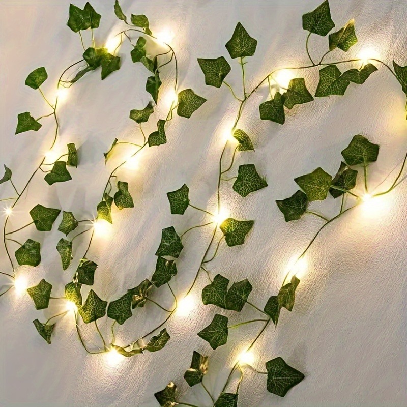 Guirnalda de luces de hojas verdes, 5/10M, hiedra Artificial, vid, luz de hadas, decoración para fiesta de boda, decoración navideña para el hogar, corona de plantas de pared