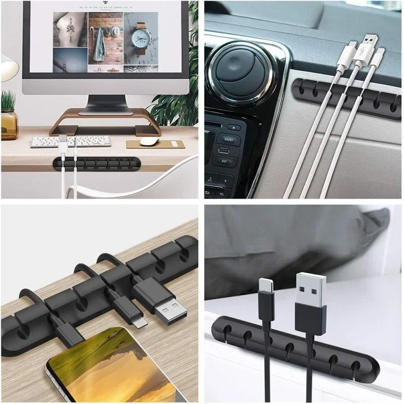 ซิลิโคนสาย USB Organizer สายชาร์จ USB Winder Desktop Tidy Management คลิปสายสําหรับเมาส์หูฟังอุปกรณ์เสริม