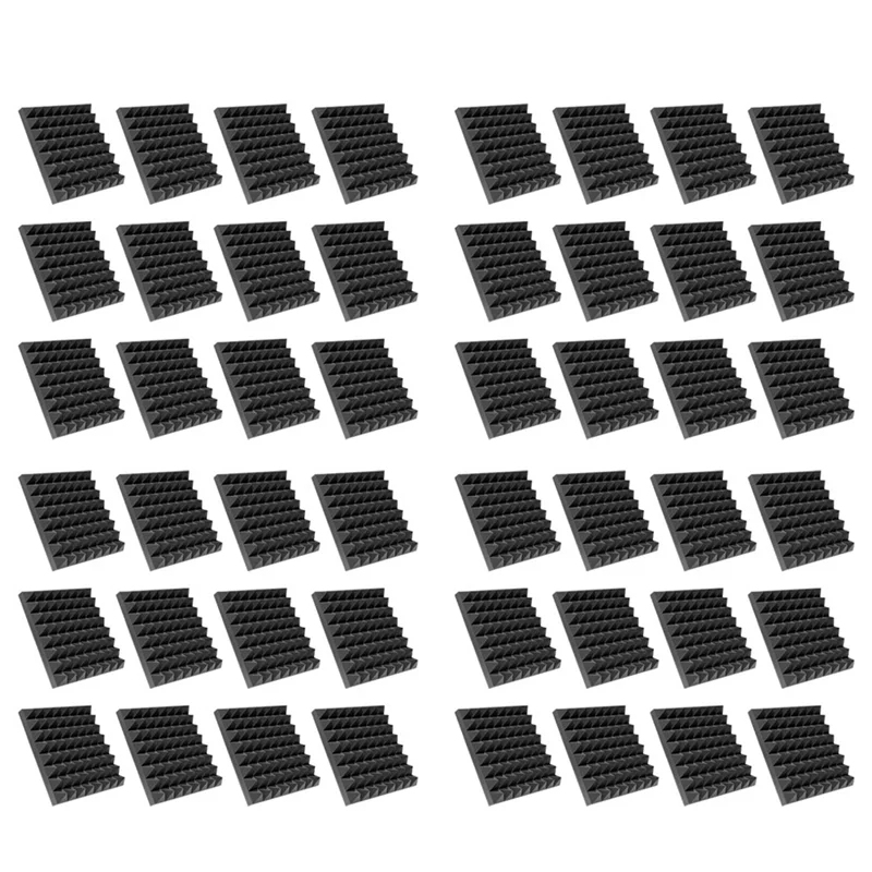 Painéis de espuma à prova de som pirâmide AT43-48 Pack com painéis autoadesivos de espuma acústica de 12 x 12 x 2 polegadas de alta densidade (preto)