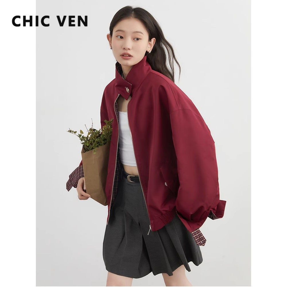 Женские куртки CHIC VEN, повседневная двусторонняя рабочая одежда с воротником-стойкой, женское пальто, весна-осень 2021, женская верхняя одежда