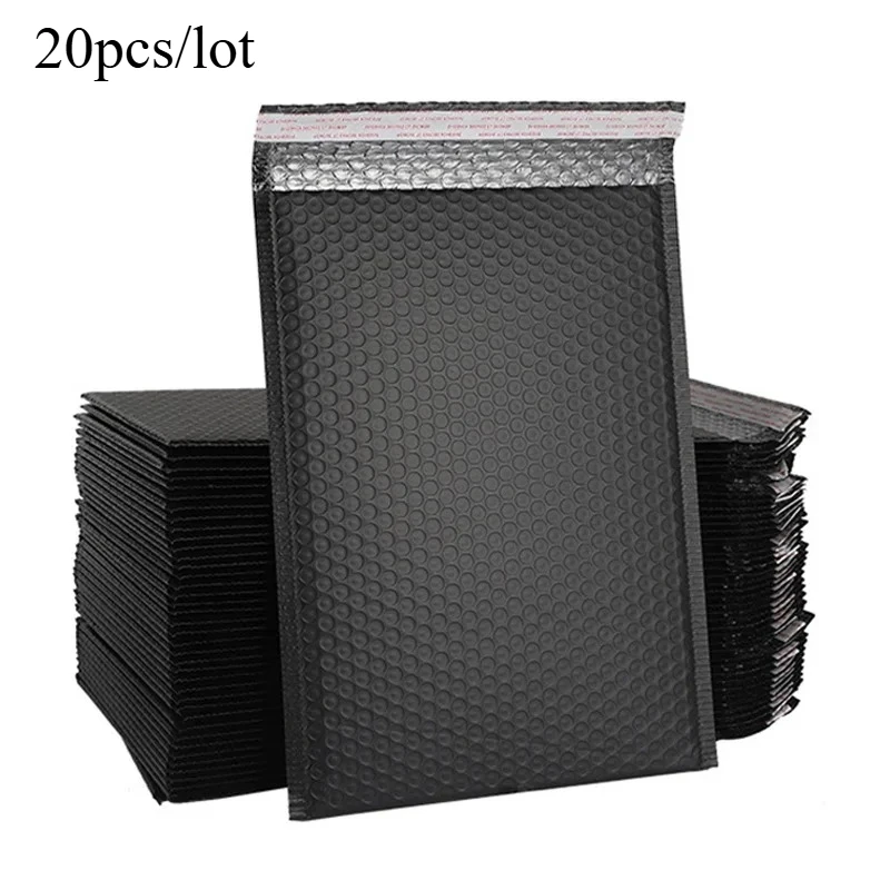 20 stks/partij Zwart Schuim Envelop Zakken Self Seal Mailers Gewatteerde Verzending Enveloppen Met Bubble Mailing Tas Verzending Pakketten Tas