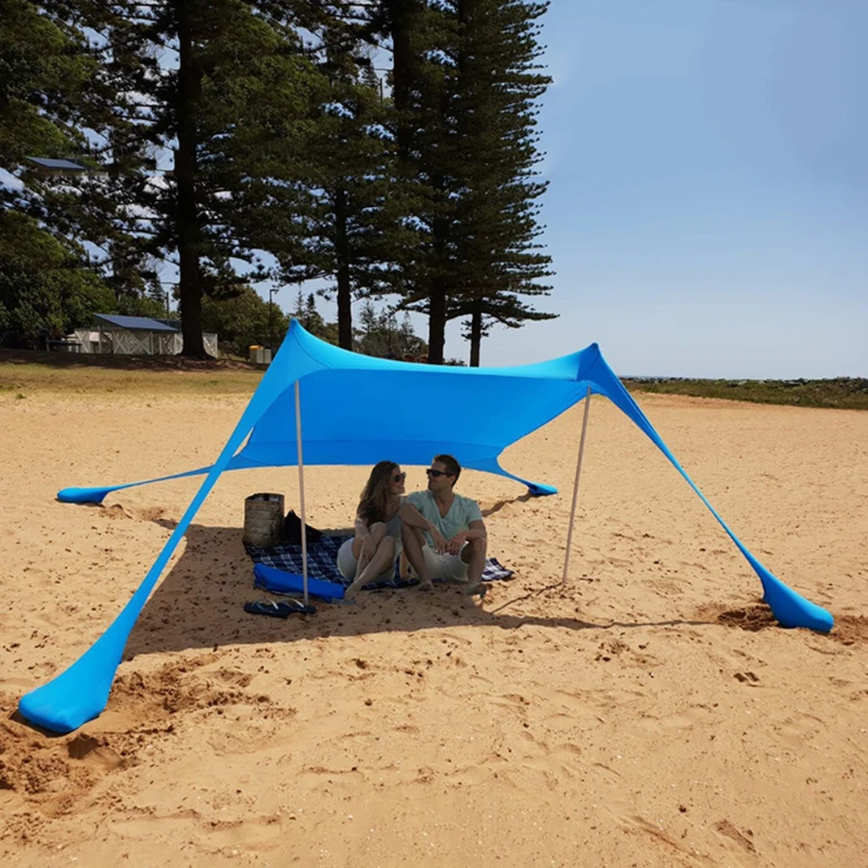 Tienda de playa al aire libre, refugio solar, tiendas de campaña a prueba de viento, tiendas de campaña con dosel de playa de una sola pieza, tienda familiar portátil UPF50 +