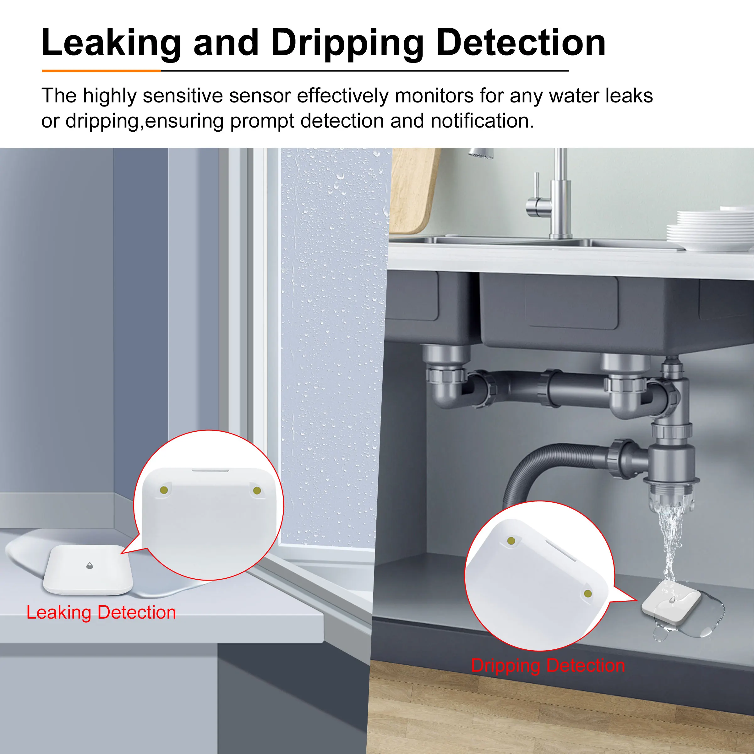 GIRIER Tuya ZigBee Wasserlecksensor Smart Leckage Detector Alarm für Smart Home Security IP66 Wasserdicht Unterstützung Home Assistant