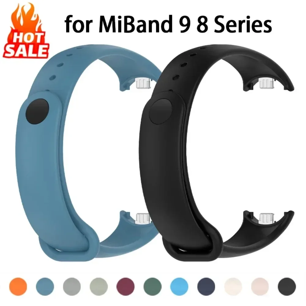 Miękki silikonowy pasek do zegarka sportowego Xiaomi Mi Band 9 Gumowa bransoletka na rękę Bransoletka fitness Akcesoria zamienne