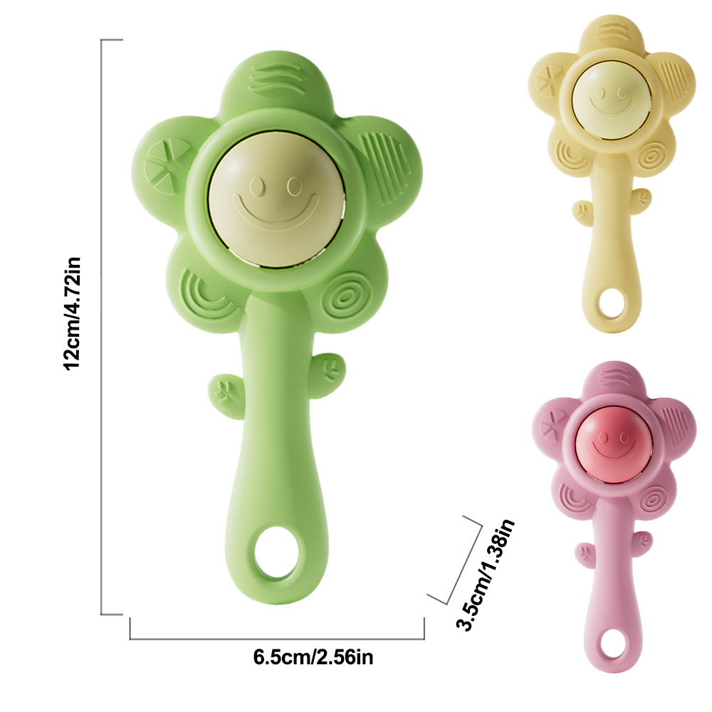 3-in-1Baby Teething Rattle with Chewable Gripper&Shaker Sensory Toy to Boost Vision/Hearing Unisex Gift for Birthdays/Holidays