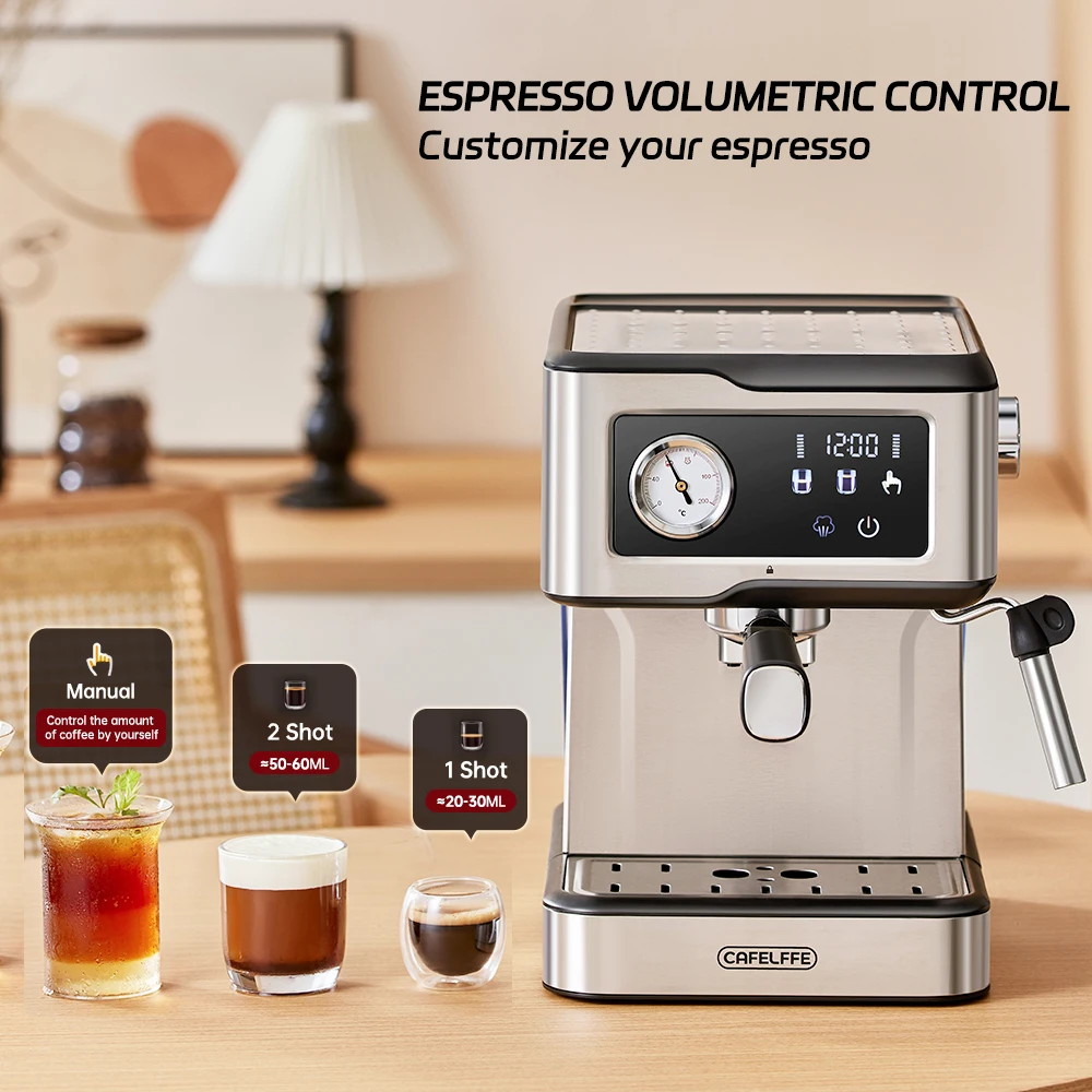 Cafelffe Espresso Machine 20Bar,Cappuccino Maker with Milk Frother Steam Wand,Coffee Maker,Semi-Automatic Cafetera present,Gift