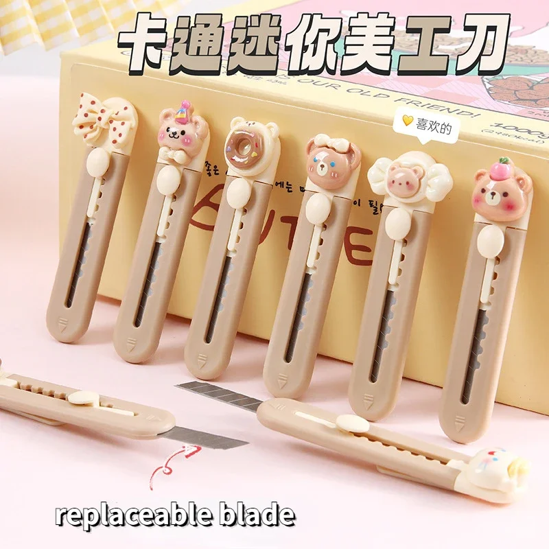 Cute Bear Art Cutter Utility Knife kawaii Cutter Knife Cutting Paper Student Art DIY Tools Stationery office School Supplies