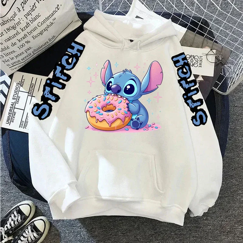 Disney lilo stitch outono feminino moletom com capuz de manga comprida roupas femininas y2k casual moletom com capuz