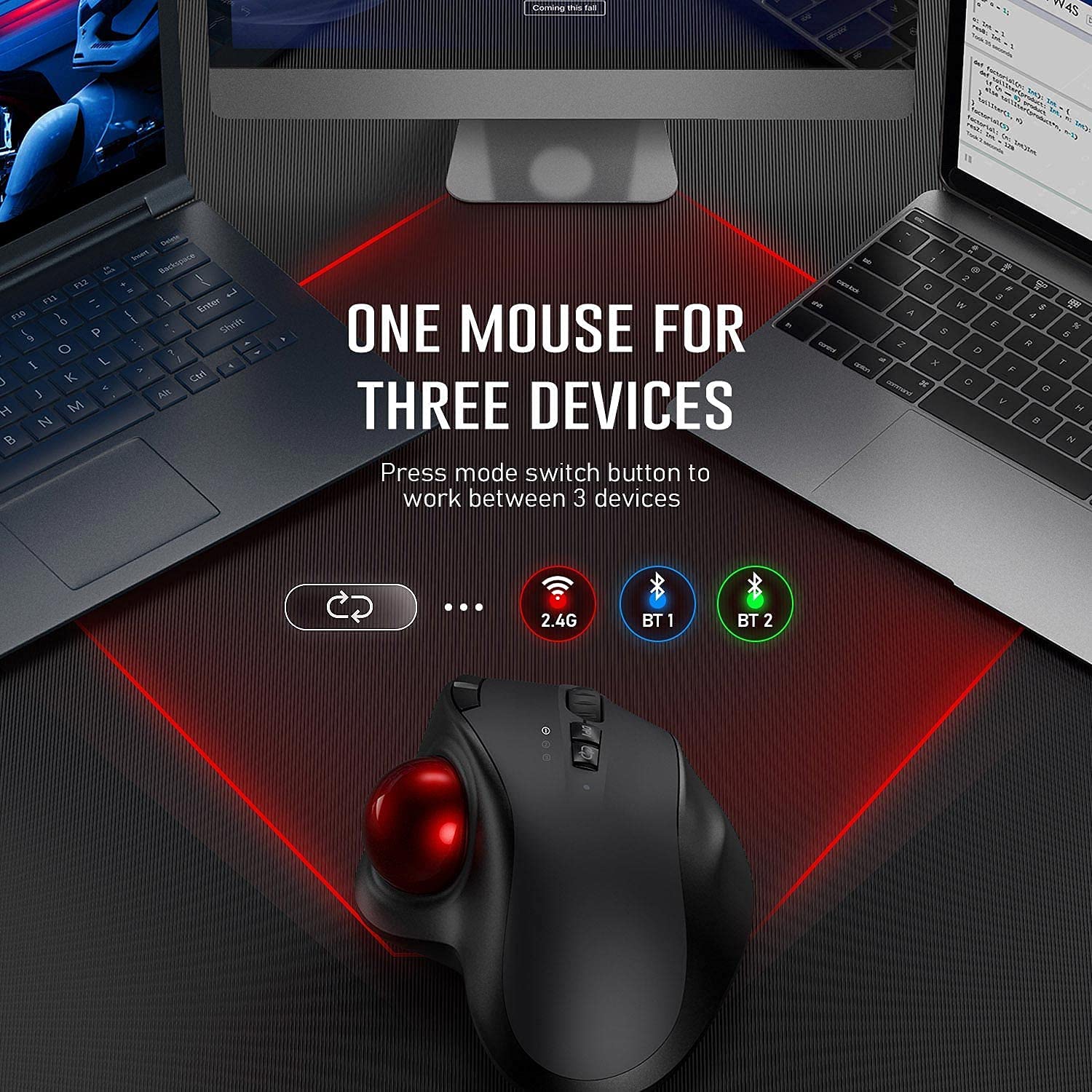Souris sans fil aste Trackball, Bluetooth 2.4G, USB, souris ergonomique pour ordinateur, Android, Windows 3, réglable, ug I