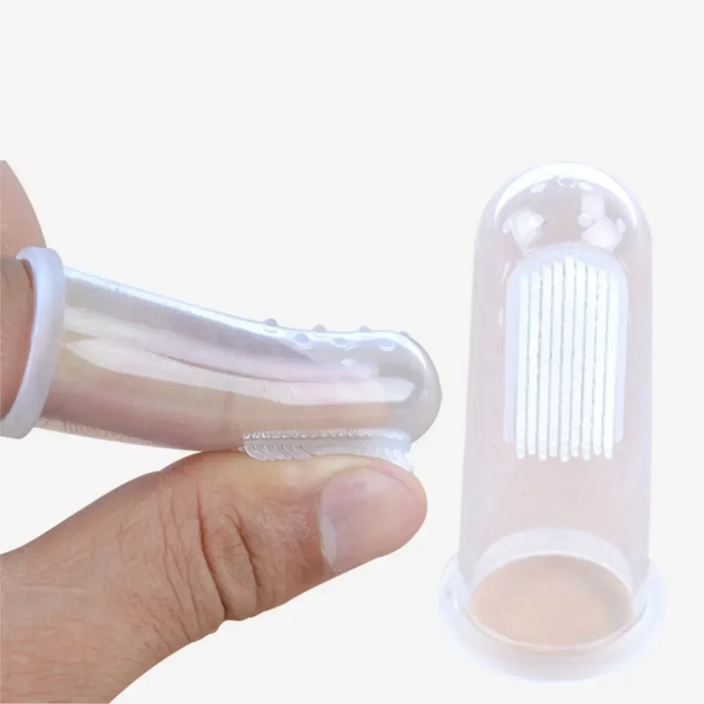 Lindo juego de caja de cepillo de dientes para dedo de bebé, masaje transparente de dientes para niños, cepillo de limpieza de goma infantil de silicona suave, masajeador, cuidado Dental