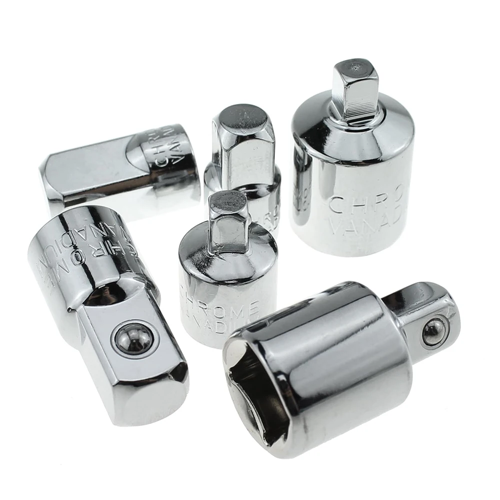 Kit convertitore presa da 1/4" a 3/8" a 1/2" 6 pezzi Set di adattatori per giunti trasformati con manicotto adattatore a cricchetto in acciaio al cromo vanadio