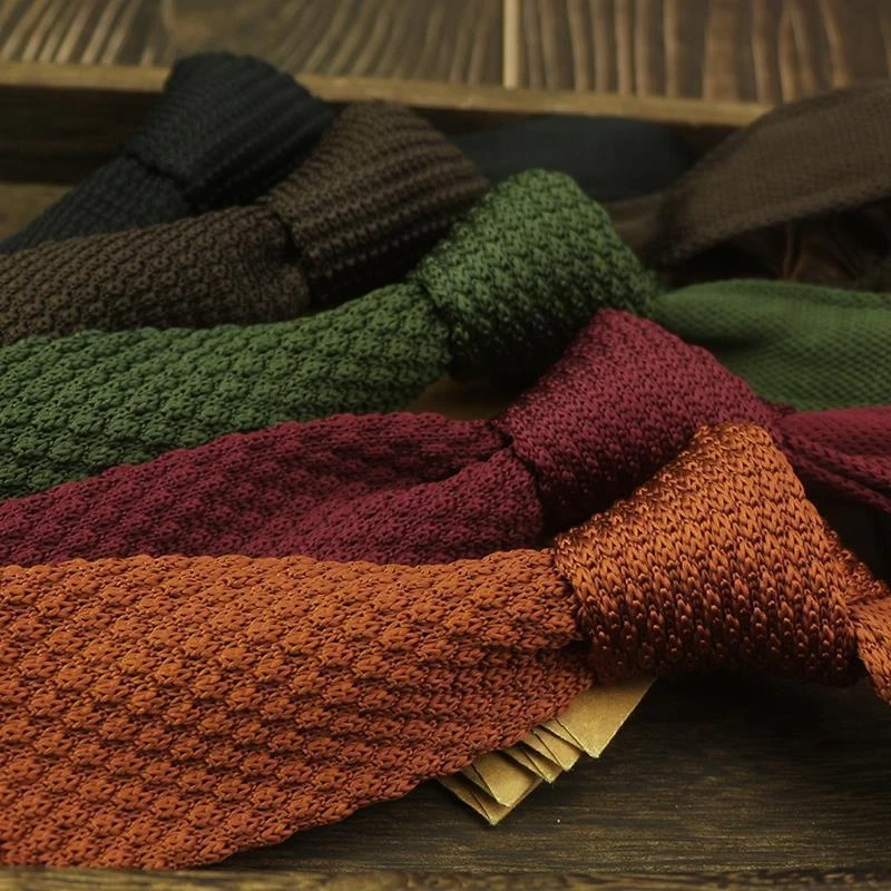 New Style Gradient Fashion Men's Solid Colourful Tie Knitted Ties Necktie Normal Slim Classic Woven Cravate Narrow Neckties