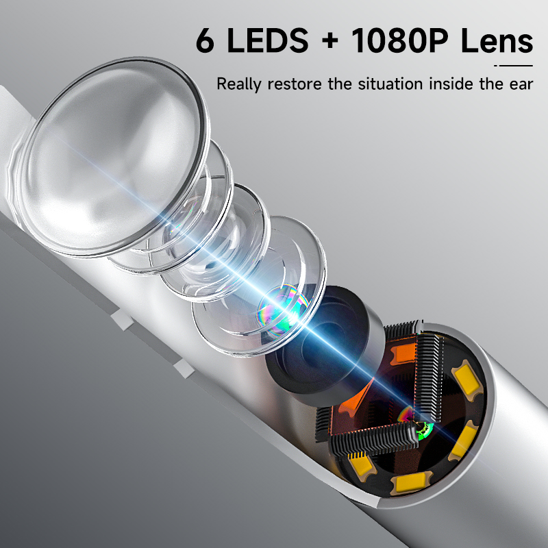 ミニ耳鏡カメラ,wifi,ビジュアルイヤースティック,ワイヤレス耳栓,耳垢クリーニング,ヘルスケア,HD 1080p, 4.2mm