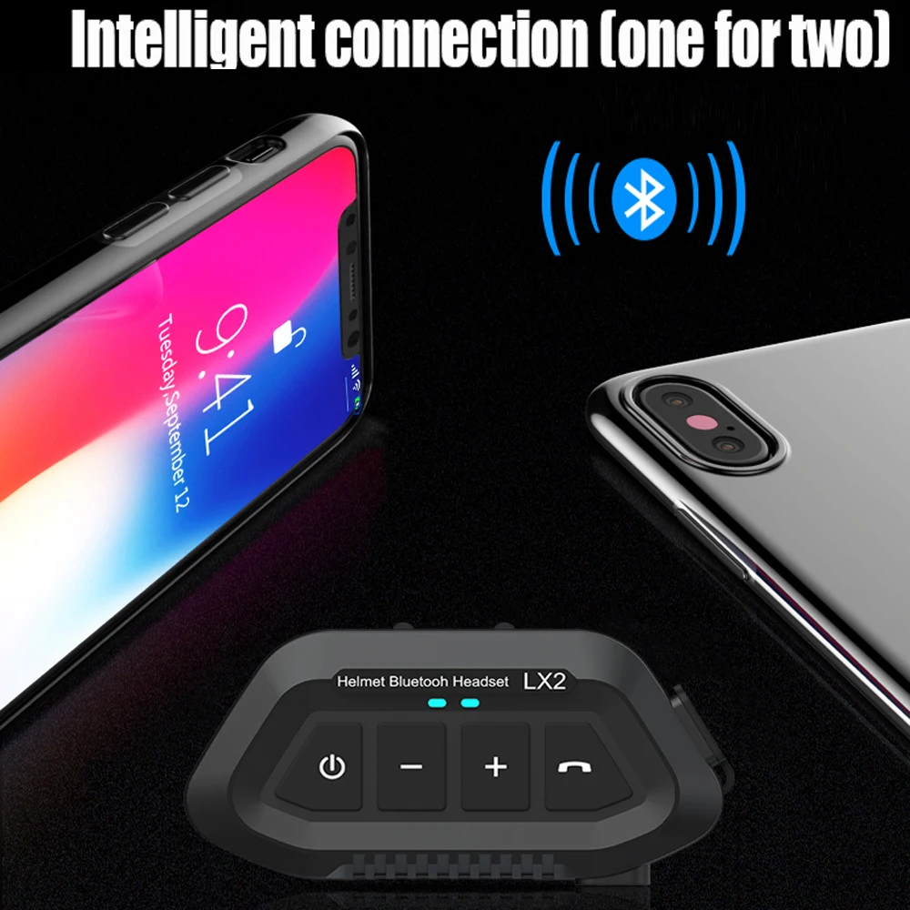 Auriculares Bluetooth para casco de motocicleta, cascos inalámbricos manos libres con asistente de voz resistente al agua, 1200mAh
