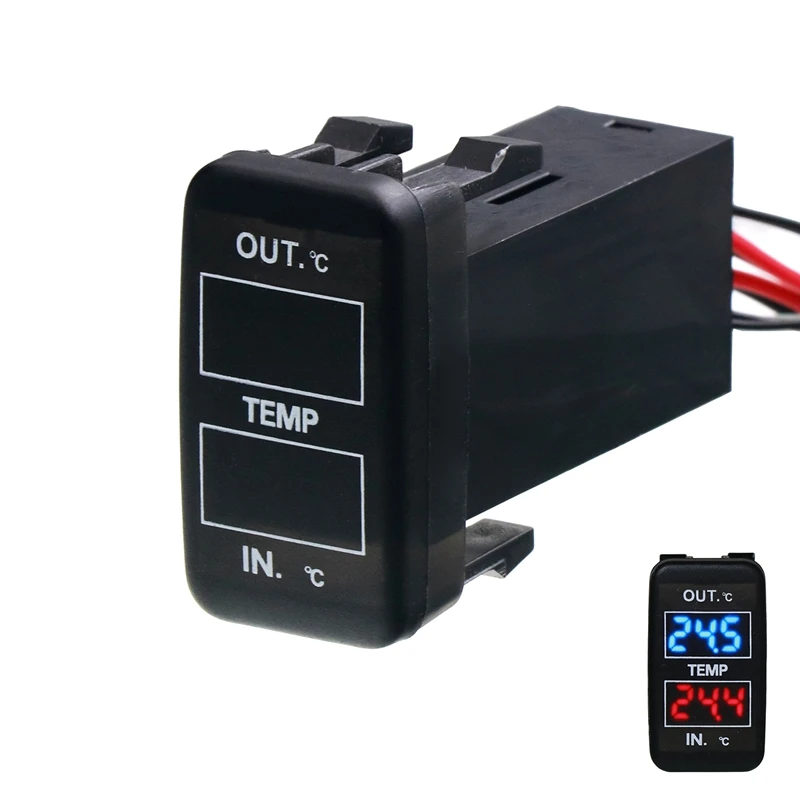 Display de temperatura dupla dentro e fora do carro sensor de temperatura dupla para toyota corolla reiz prado prius