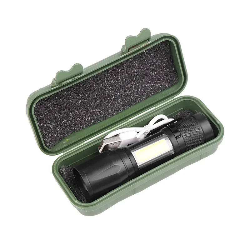 Mini Flashlight COB+XPE Portable Torch USB Charging Camping Lantern Zoomable Focus Light Tactical Flashlight with Pen Clip