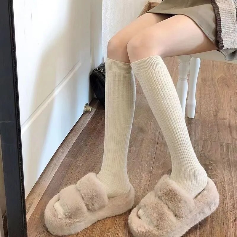 2 paia di calzini caldi da donna lunghi alti le calze calze al ginocchio in cotone sopra la coscia, calze e calze da donna
