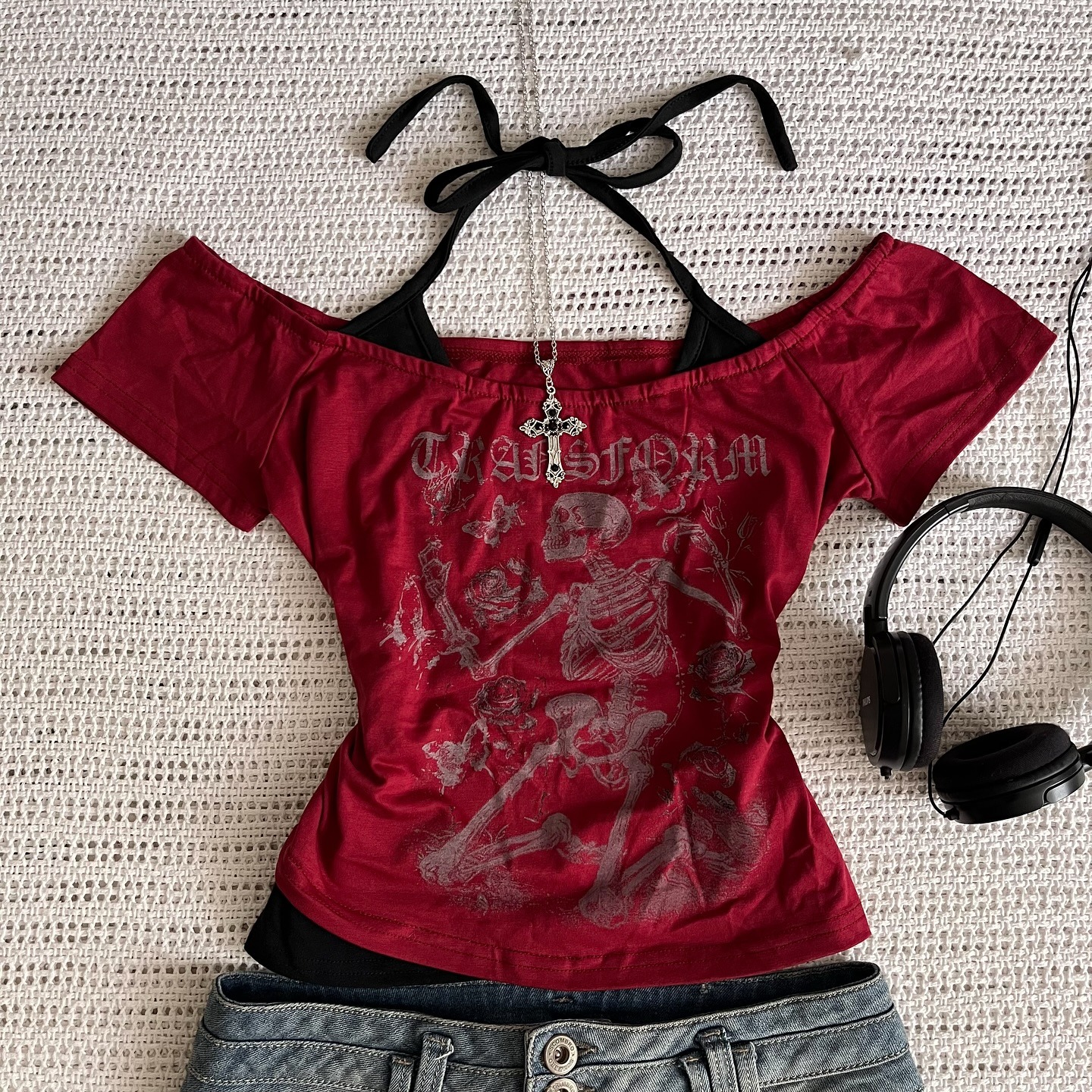 Millennium 2000er Y2k Crop Ästhetische süße und sexy Weste Damen ärmellose lässige Anime bedruckte Weste Harajuku rotes komplettes Outfit Em