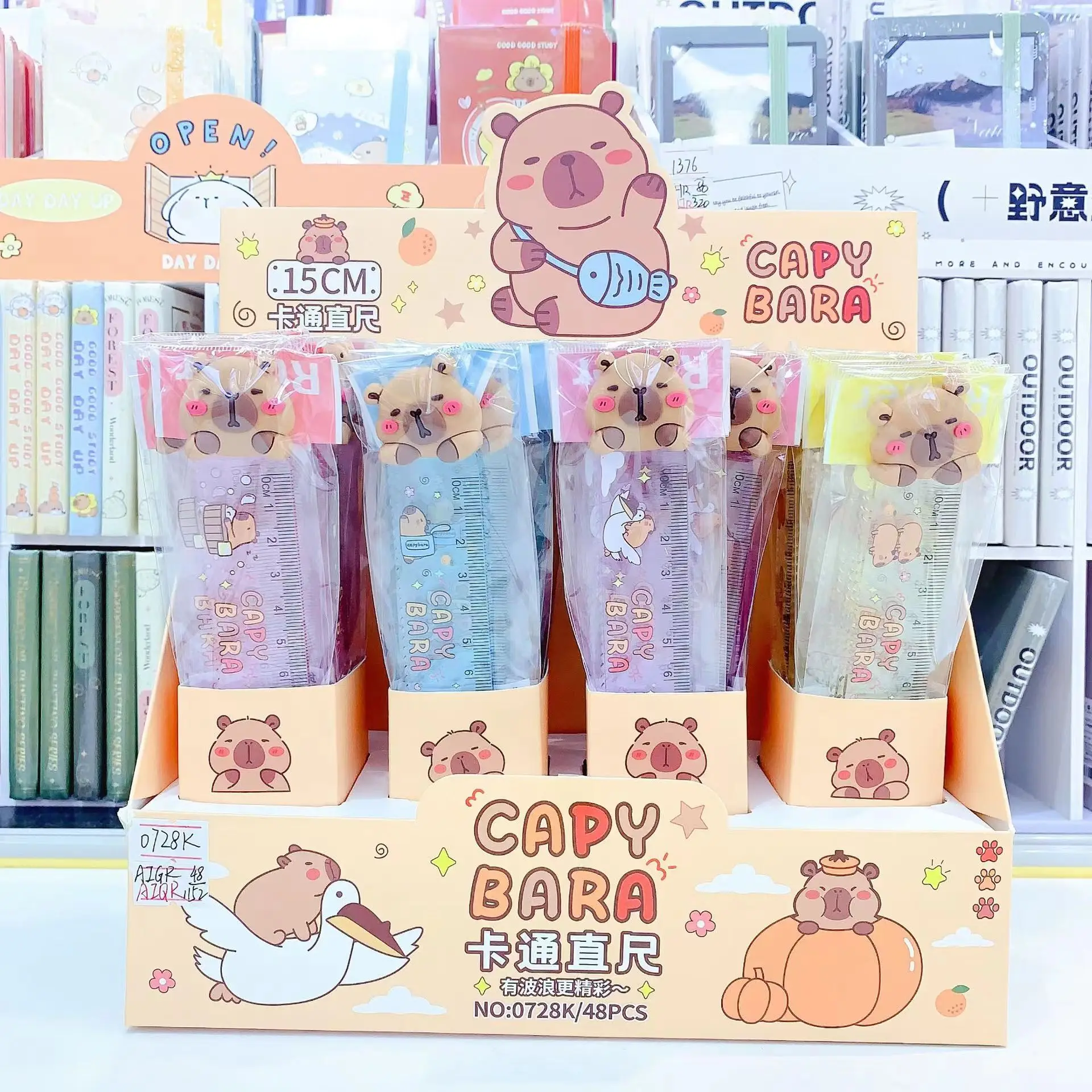 4 ชิ้น/ล็อต Capybara 15 ซม.โปร่งใสพลาสติกไม้บรรทัดตรงสร้างสรรค์การ์ตูนบุ๊คมาร์คน่ารักนักเรียนเครื่องเขียนของขวัญวันเด็ก