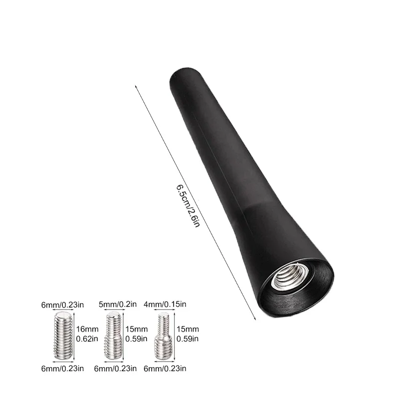 Antena de carro mini acessórios curtos para carro, rádio forte, fixador de teto de carro, 6,5 cm de comprimento, universal com parafusos