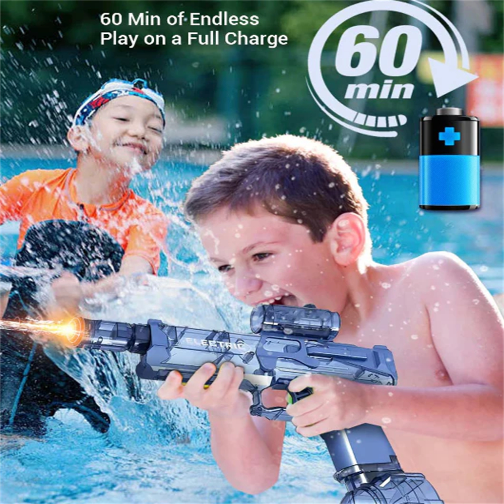 Electric Water Gun Pulse Water Gun Self-integrated Automatic Water-Absorbing Large-Capacity Lighting Children's Water Gun Toys