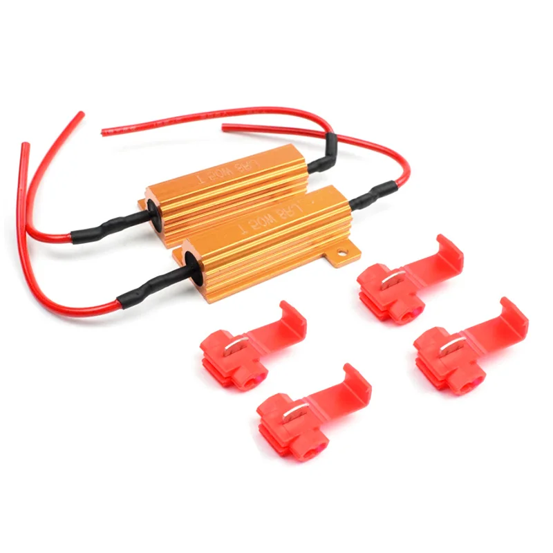 Load Resistor Canbus Decodificador Anti-Piscando para Diurno, Lâmpada LED, Luz Reversa, Turn Signal, Lâmpada de Nevoeiro, 6Ohm, 50W, 2Pcs