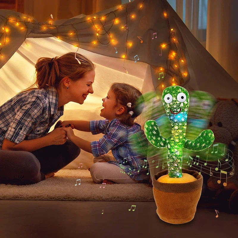 Dancing Cactus Song Speaker Talking Usb Battery Voice Repeat Plush Cactu Dancer Toy Talk Plushie Stuffed Toys For Kids Gift