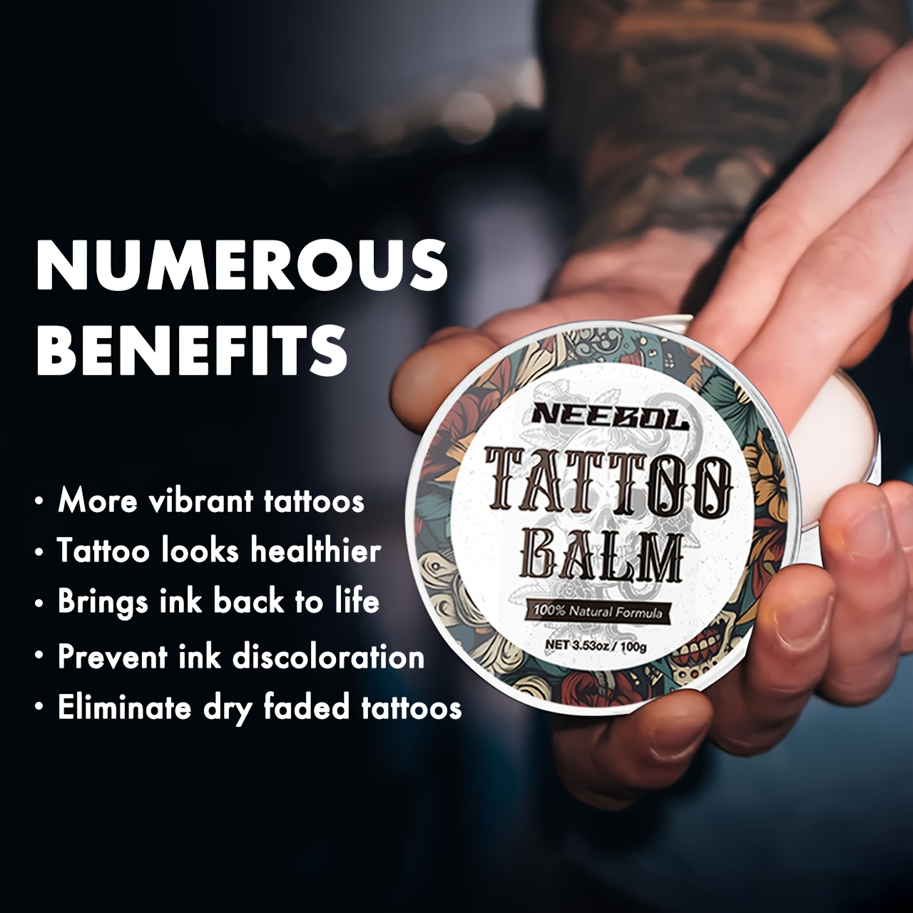 Bálsamo de mantequilla para después del cuidado del tatuaje, crema hidratante con ingredientes naturales, mejora del Color de la tinta del tatuaje, antiguo y nuevo, 1 unidad