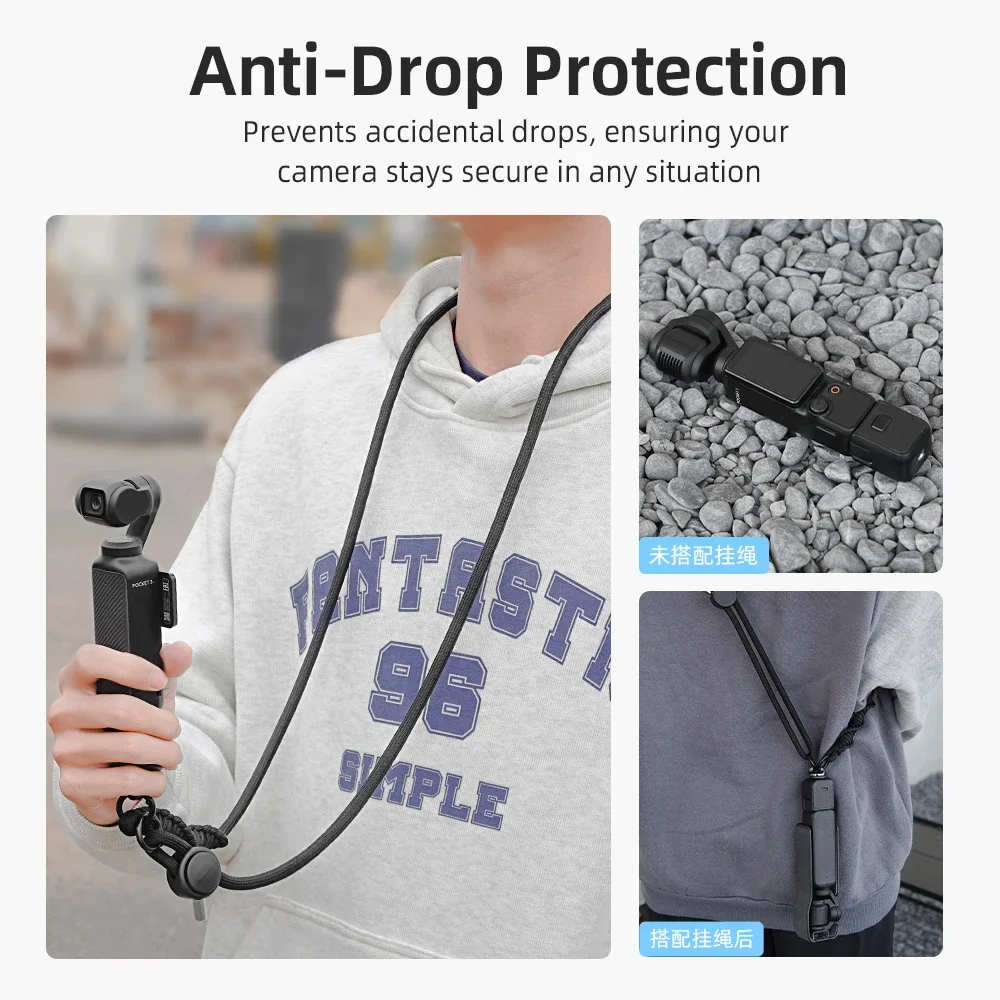 Cordón de cámara para cámara Pocket 3/Insta360 X5 X4/Gopro con correa para el cuello con tornillo de 1/4 pulgadas, cuerda colgante ajustable, accesorio antipérdida