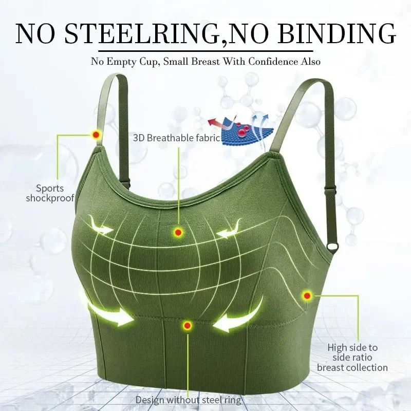 Abbigliamento sportivo senza schienale Donna Reggiseno sportivo da palestra Intimo da donna senza cuciture Tracolla regolabile Gilet da yoga imbottito interno Bralette