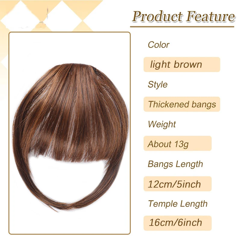 Sideburns air bangs wigs women's synthetic wigs invisible and traceless easy to wear natural and suitable for any occasion
