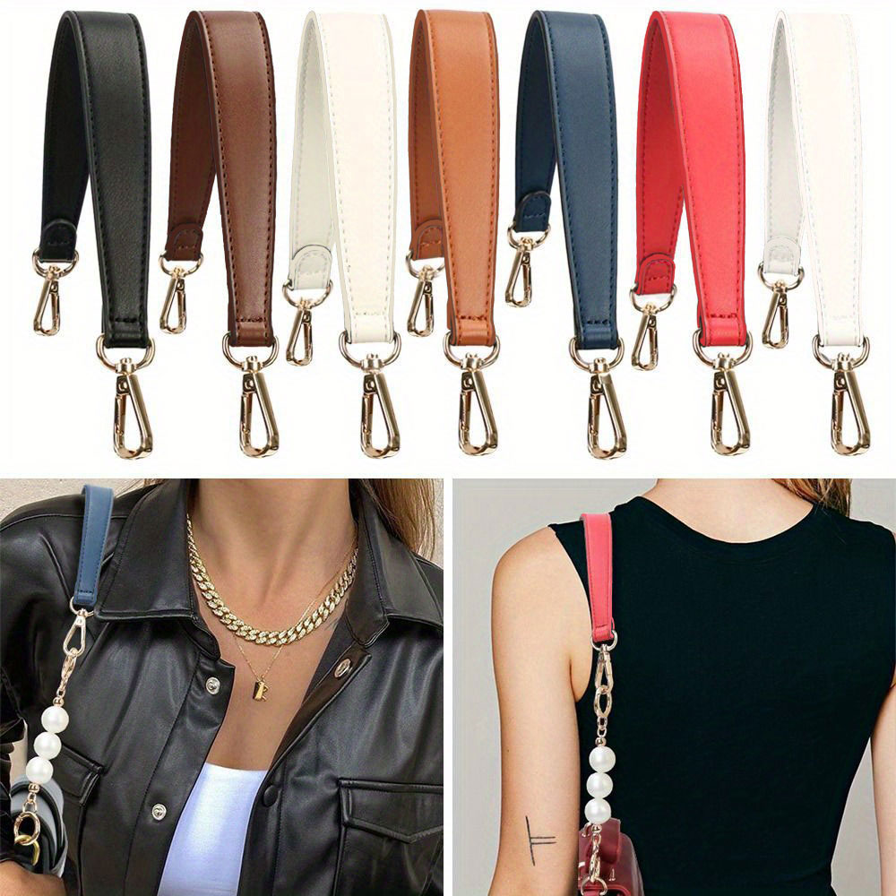 Kunstleder Taschengurt Handtaschengriffe für Handtasche Kurzer Taschengurt Geldbörsengurt Goldene Schnalle Ersatztaschengürtel