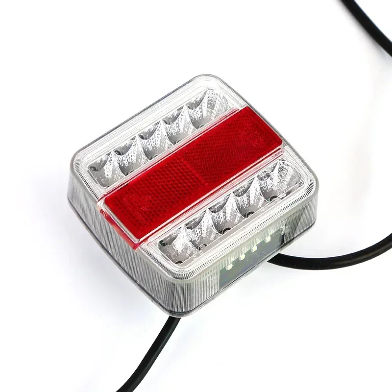 1 Juego de luz trasera Universal de remolque de 12V, 16 LED, 7,5 m + Cable de 2,5 m, lámpara de placa de matrícula de freno de 7 pines, resistente al agua