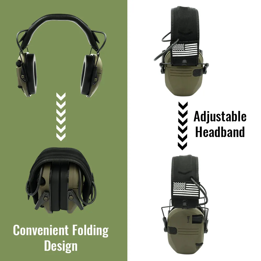 Shooting Hunting Electronic Earmuffs Active Noise Cancelling Protect Hearing Tactical Headset NRR22 EMI Filtering Sound Amplify