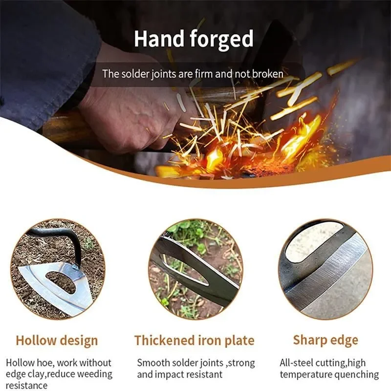 เหล็กทั้งหมดแข็ง Hollow Hoe มือถือ Weeding Rake ปลูกผักฟาร์มสวนการเกษตร Weeding เครื่องมือ Dropshipping
