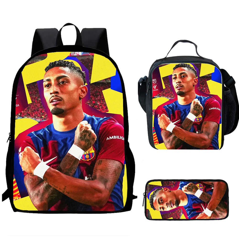 1/3pcs Football Star Raphinha Backpacks Lightweight Boys Girls School Bags Capacity Teens  Backpack Women Men Travel Mochilas