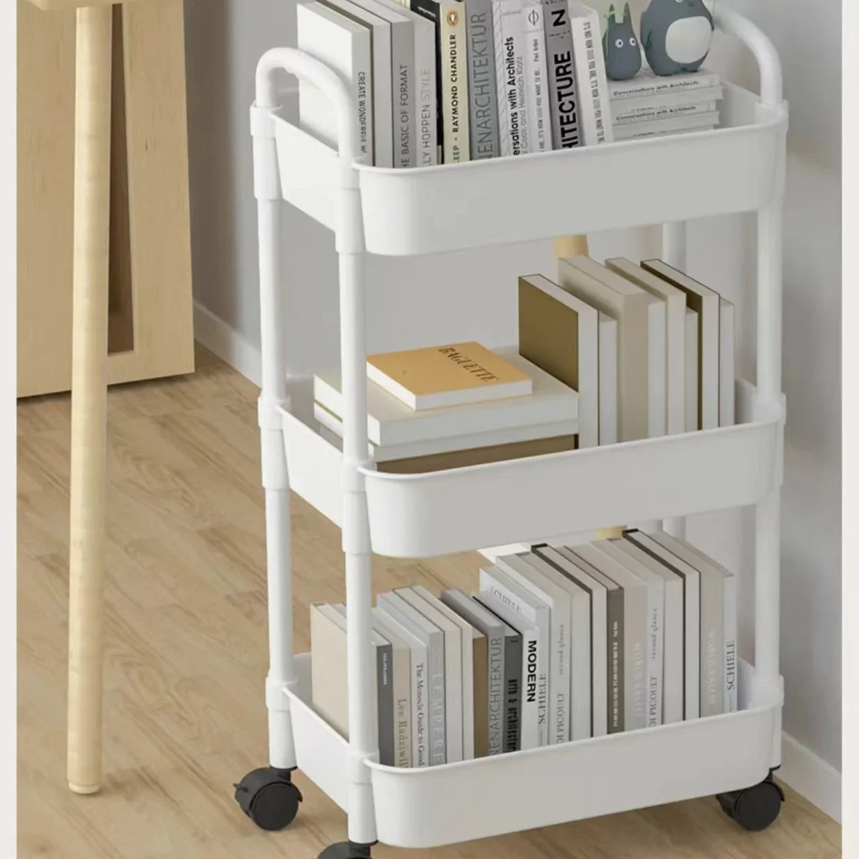 Scaffale portaoggetti per carrello piccolo multistrato per uso domestico, da pavimento al pavimento, da cucina, per camera da letto, per bagno, con ruote