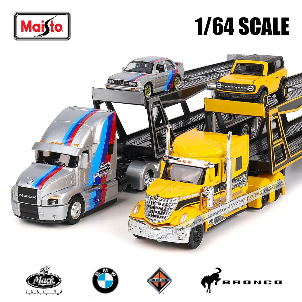 Maisto 1:64 NEUES MACK Anthem/International Transport Casting Manufacturing Trailer Model Simulation Model Alloy Car Collection